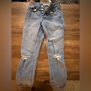 GRLFRND High rise Straight Crop Jeans